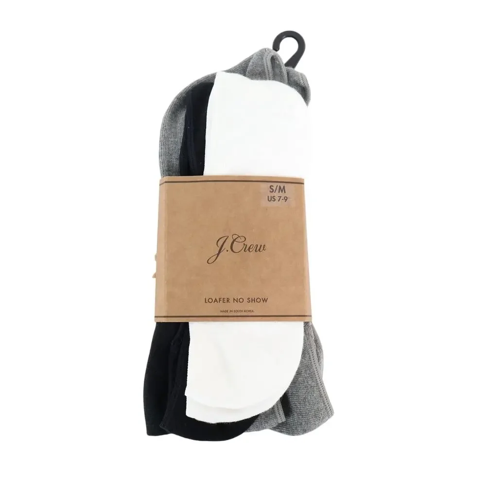 J.Crew Mens No-Show Loafer Socks 3 Pack Size S/M US 7-9 NWT